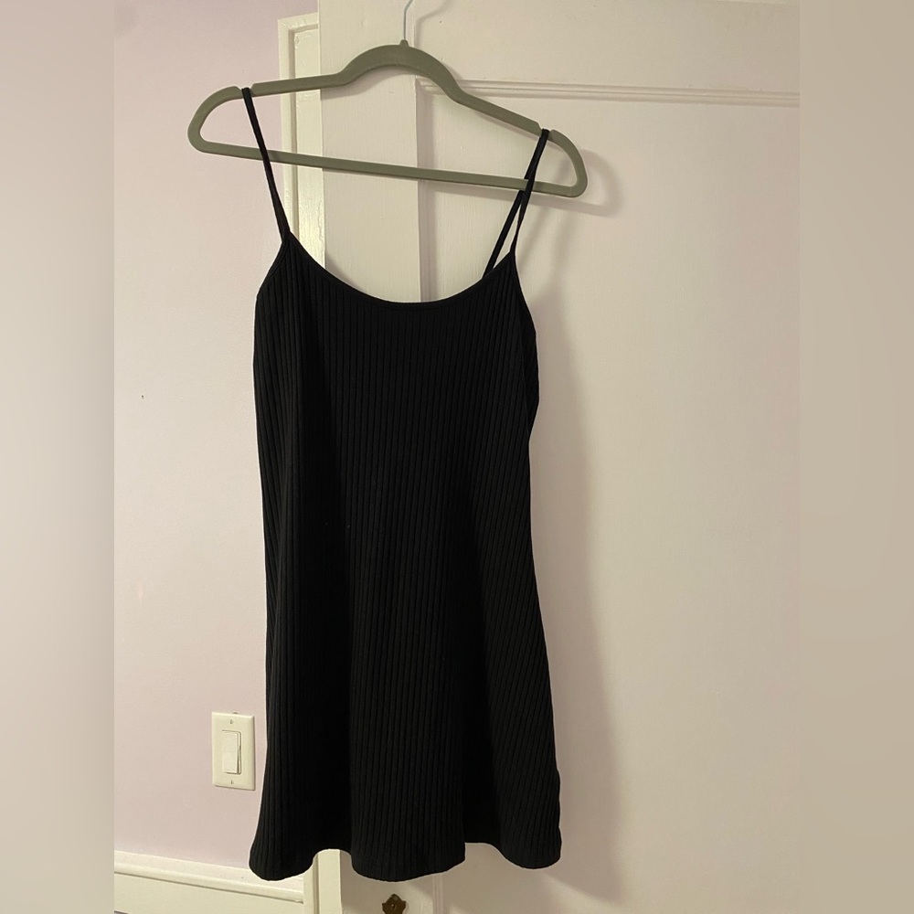 Simple Black Ribbed Dress
